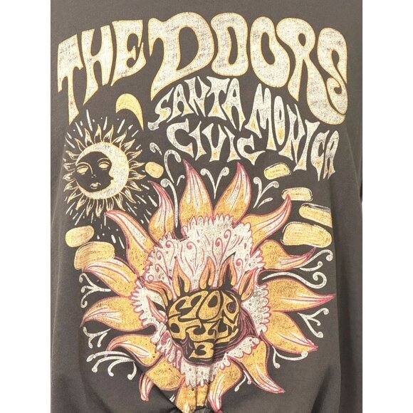 Daydreamer Free People The Doors Rolled Sleeve Graphic T-Shirt Tie-Front Size L - Picture 2 of 8
